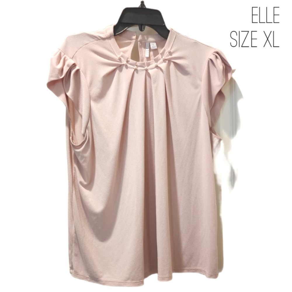 Elle XL baby pink blouse with pearl detailing